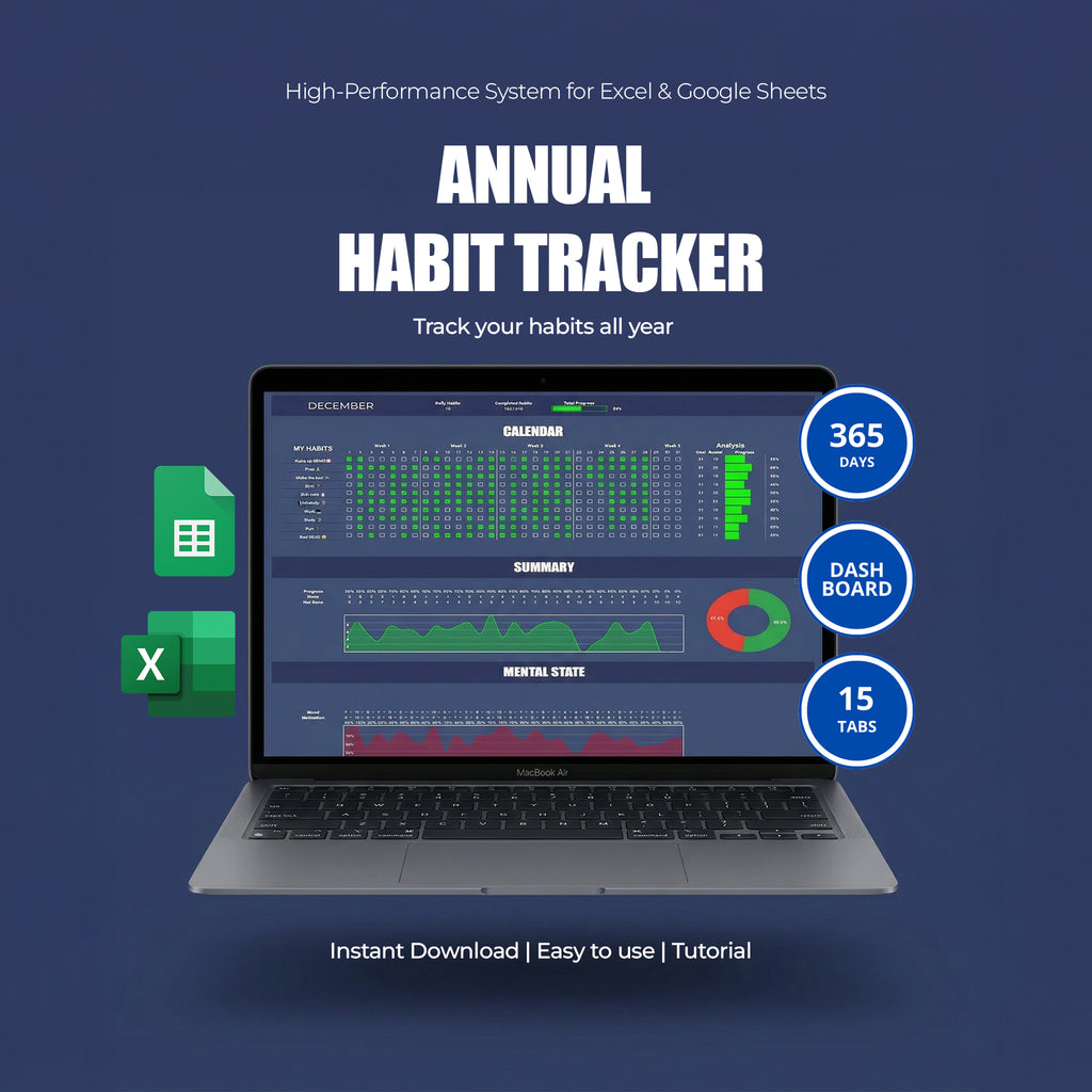 Habit Tracker For Excel and Google Sheets